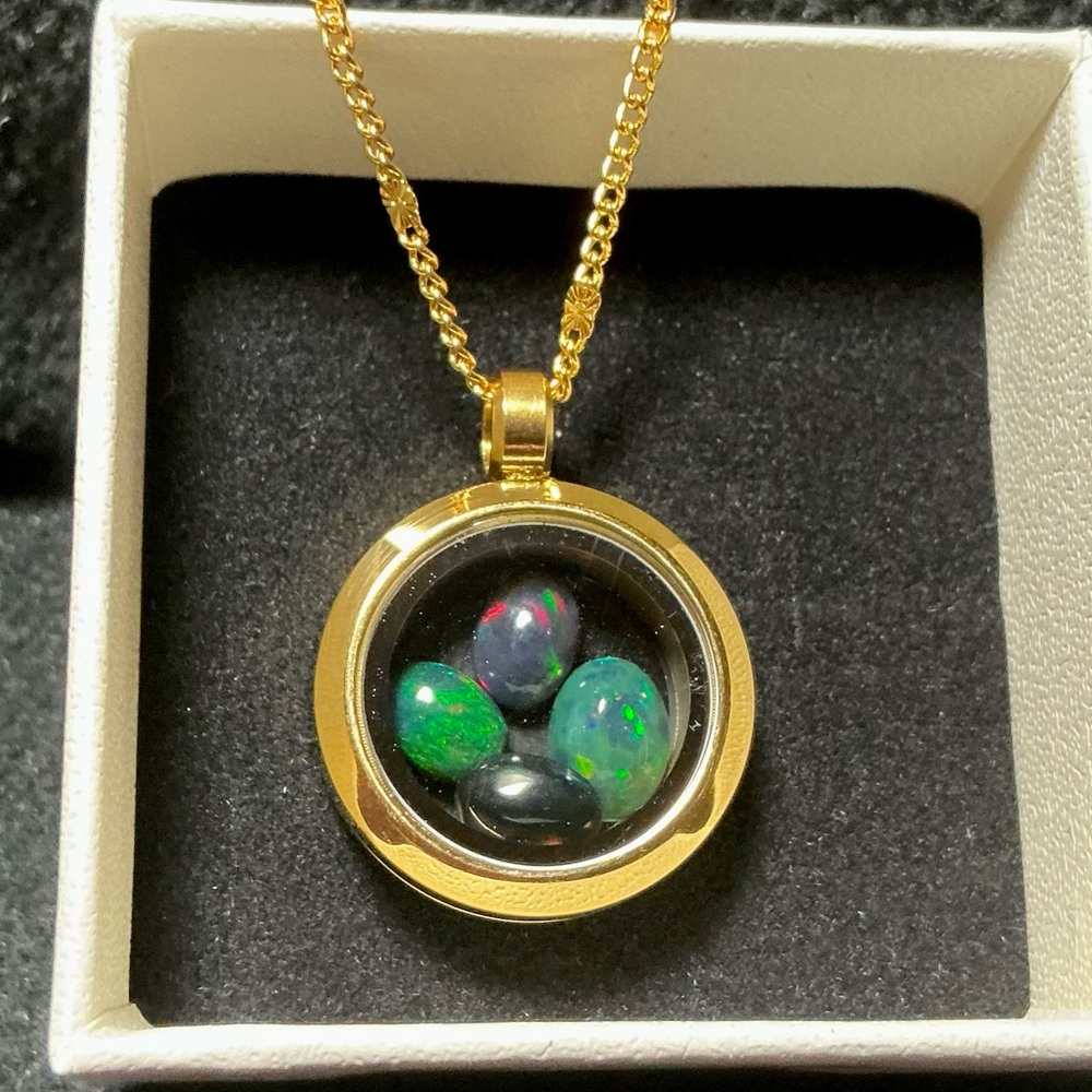 Opal Pendant Necklace Natural Fire Opal Necklace Floating Opal Locket Ne…